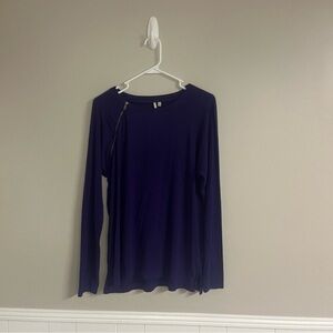 Calvin Klein Purple Long Sleeve blouse Top Size Large with zipper detail